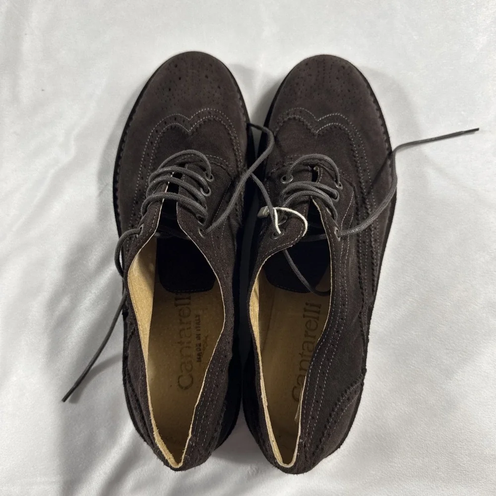 Cantarelli Mens Lace-Up Shoes 45 IT / US 12 Dark Brown Suede Made In Italy‎ $249